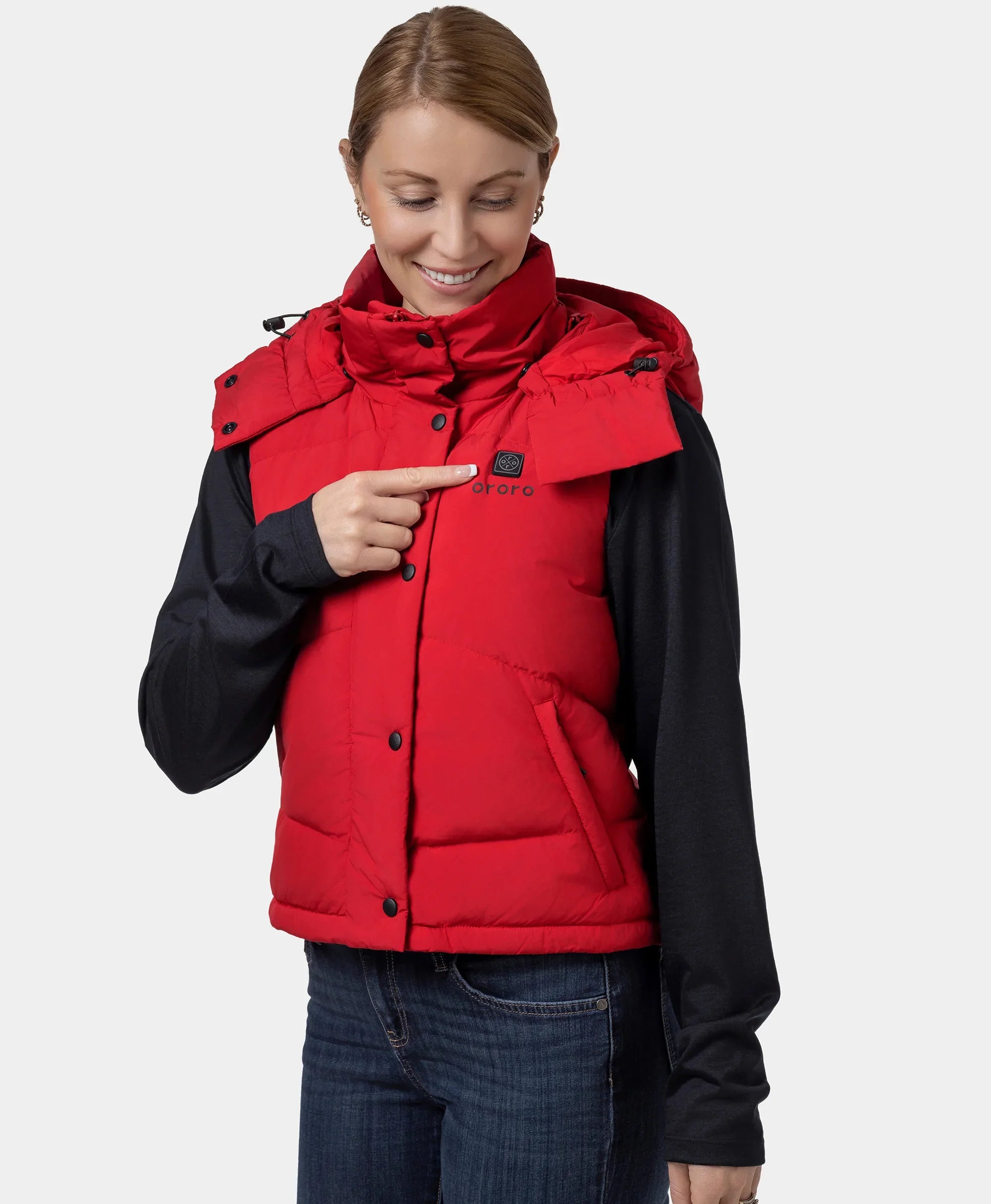 ORORO Heated Women's Heated Cropped Puffer Down Vest - Image 21