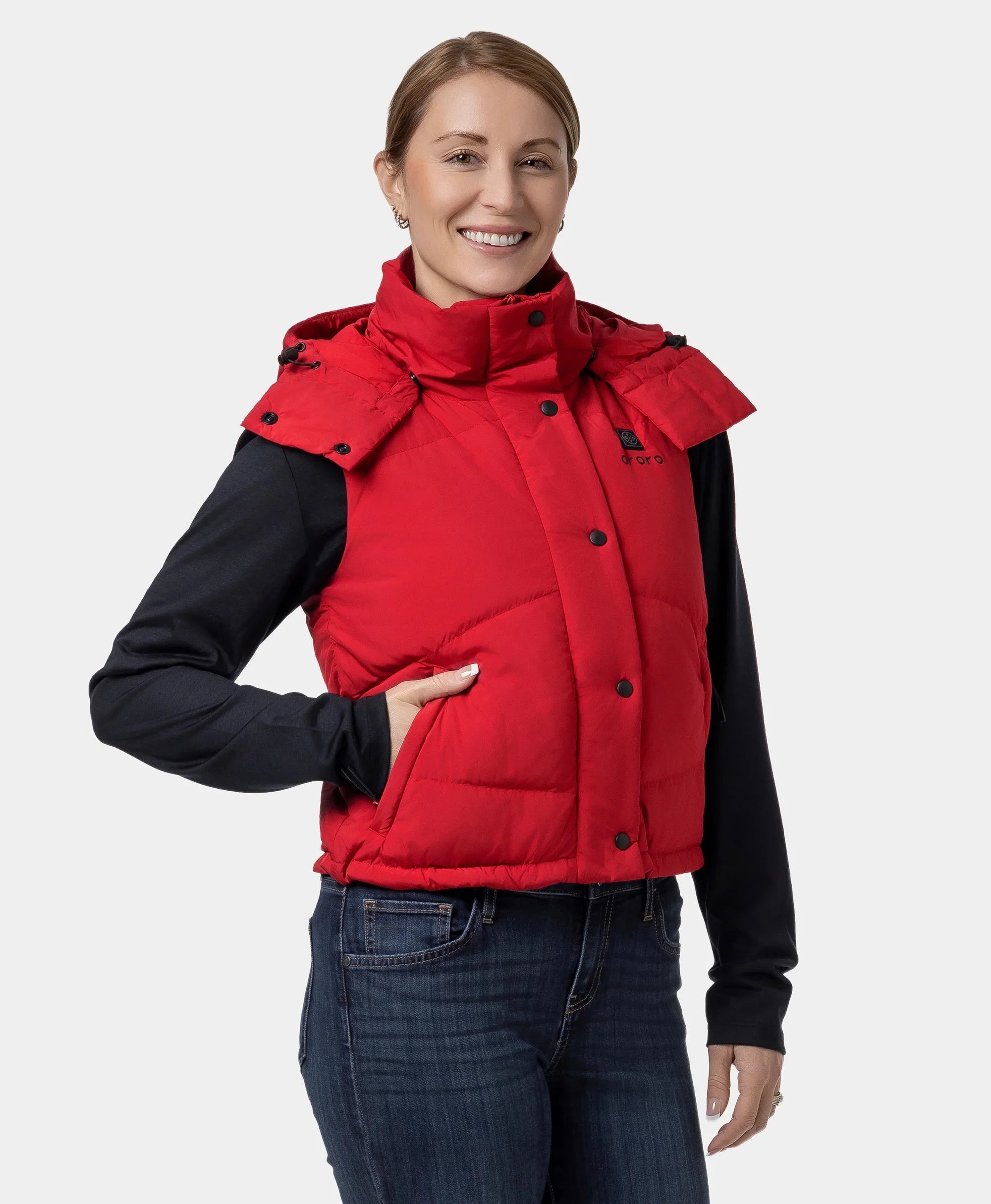 ORORO Heated Women's Heated Cropped Puffer Down Vest - Image 19