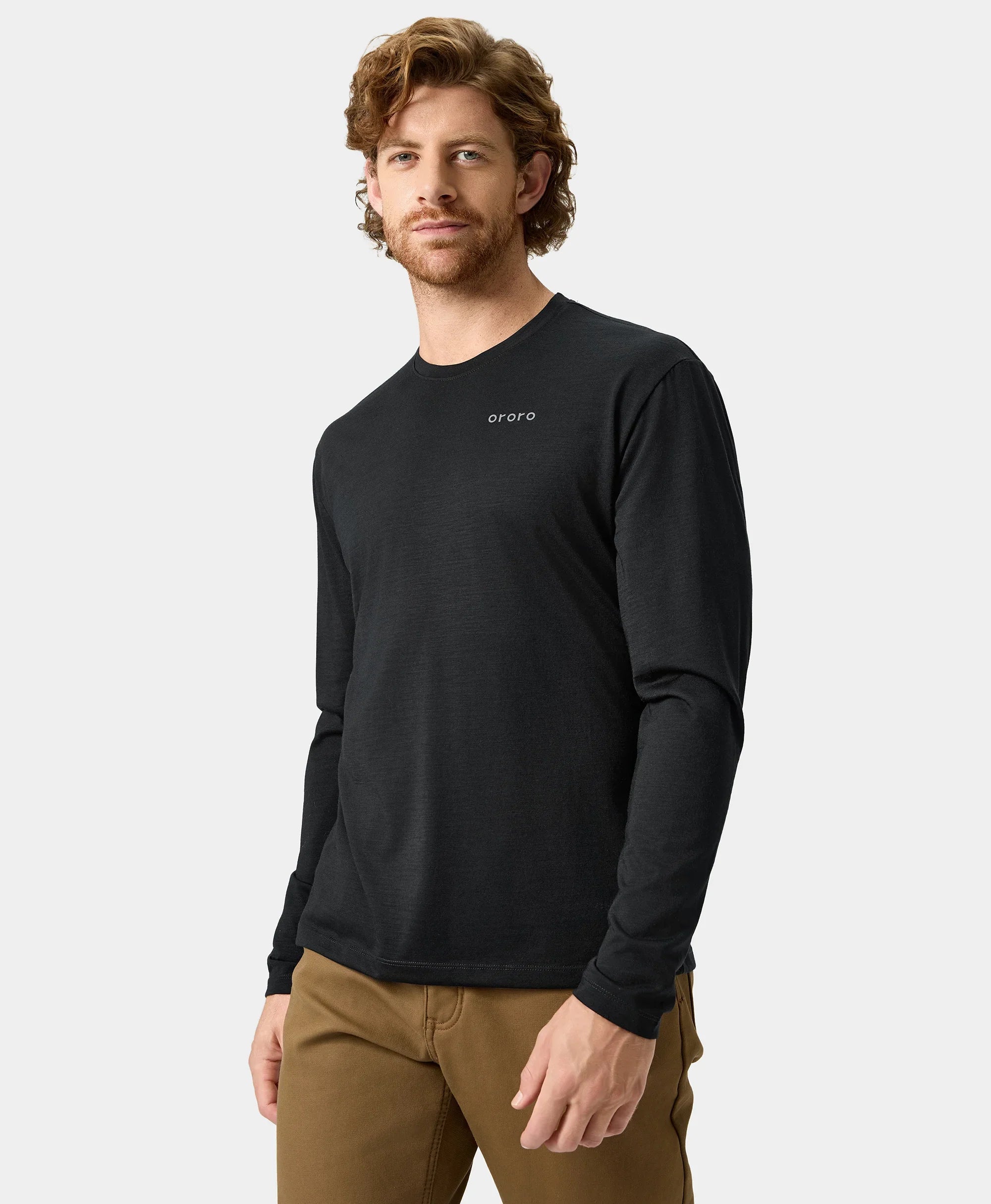 ORORO Heated Aoraki Unisex Merino Wool Blend Baselayer - Black - Image 18