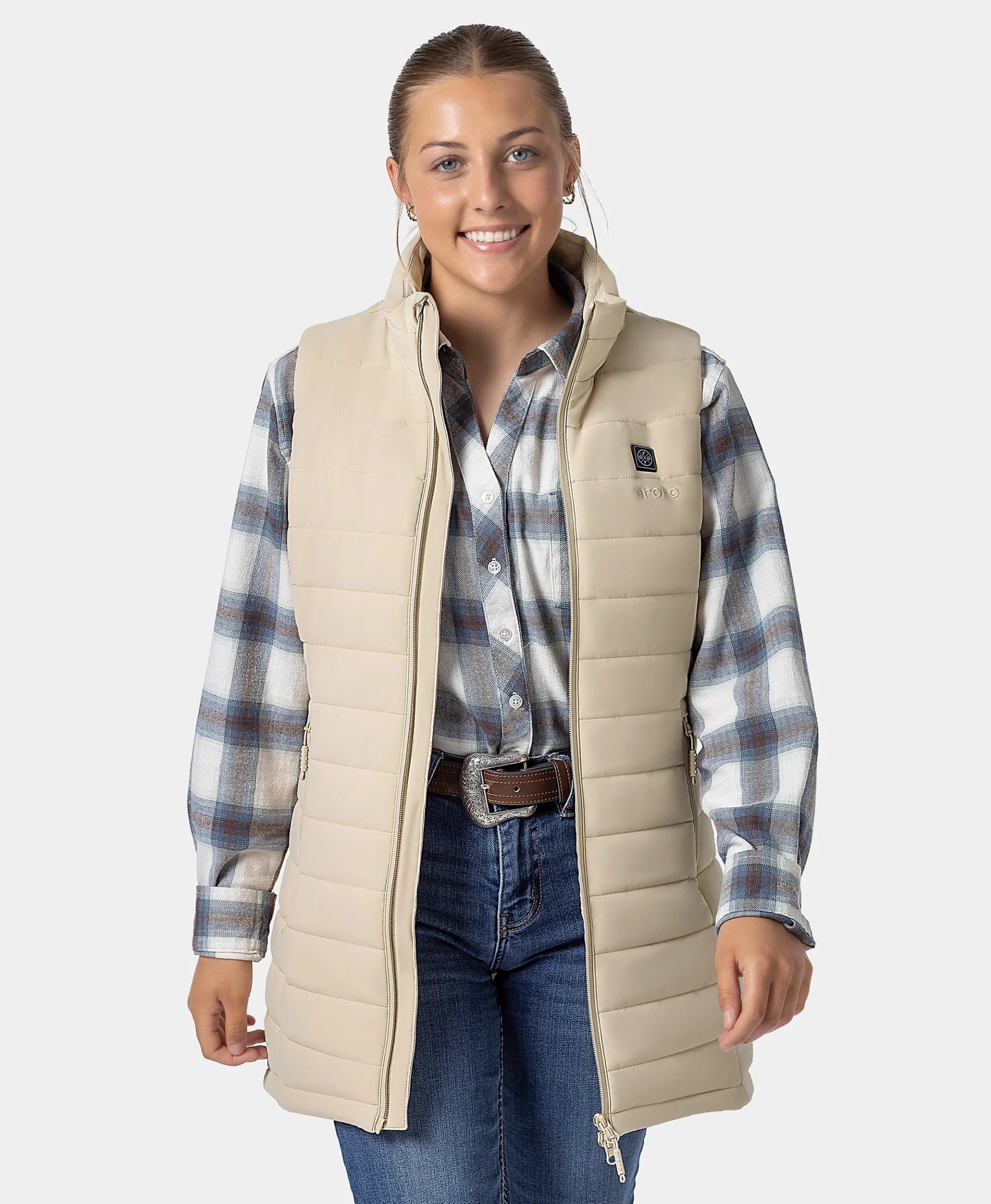 ORORO Heated Tribeca Women's Heated Long Puffer Vest - Image 70