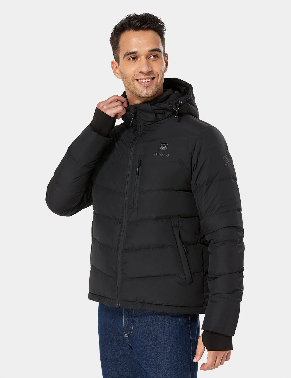 ORORO Heated Men's Heated Down Jacket - Black (Apparel Only) - Image 10