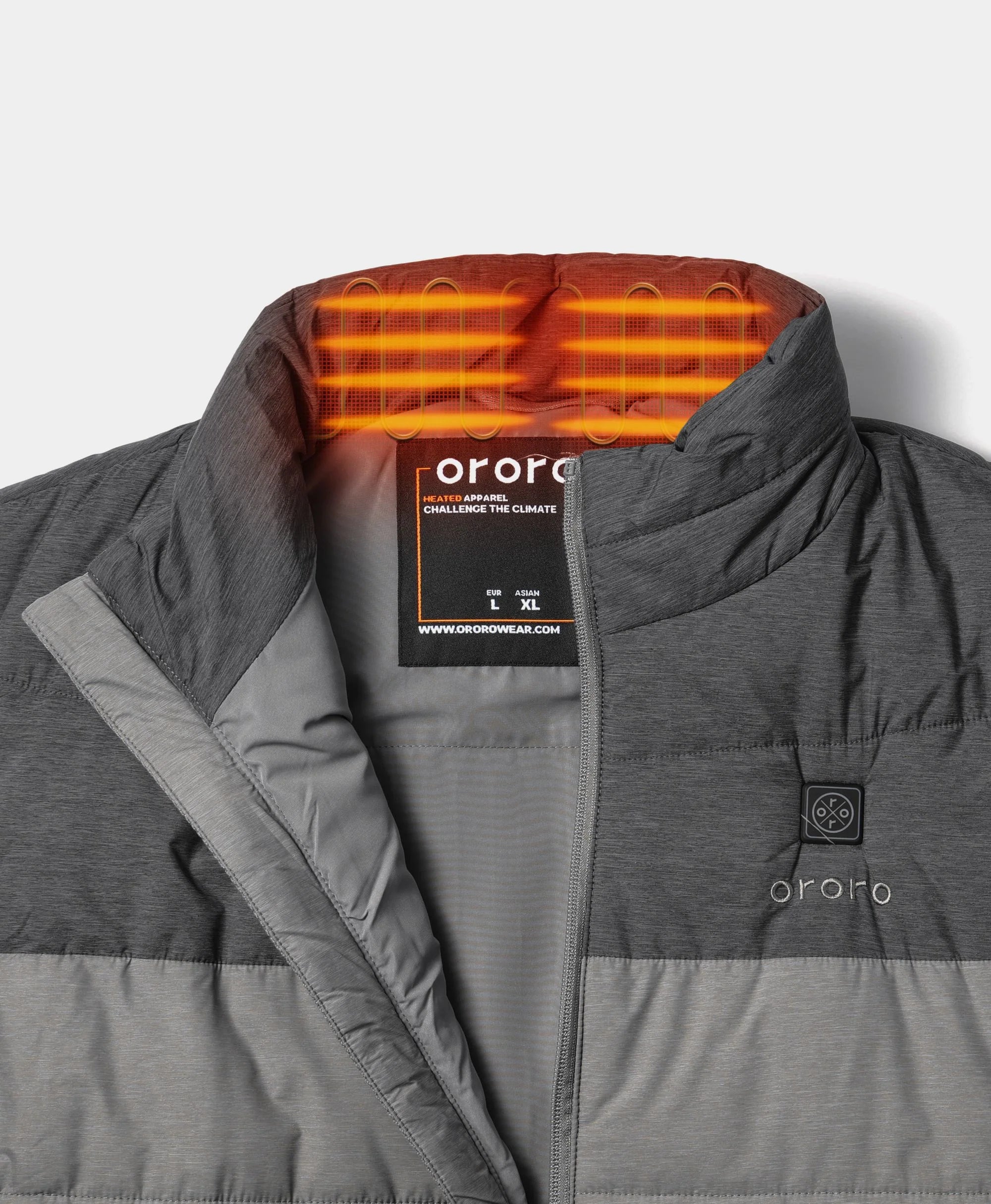 ORORO Heated Men's Classic Heated Vest - Flecking Gray - Image 12