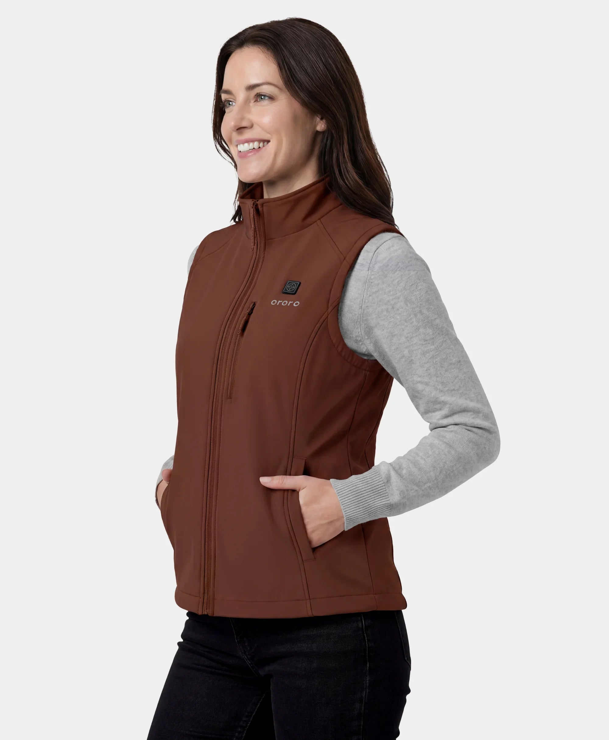 ORORO Heated Women's Heated Softshell Vest - Lower Back Heating - Image 36