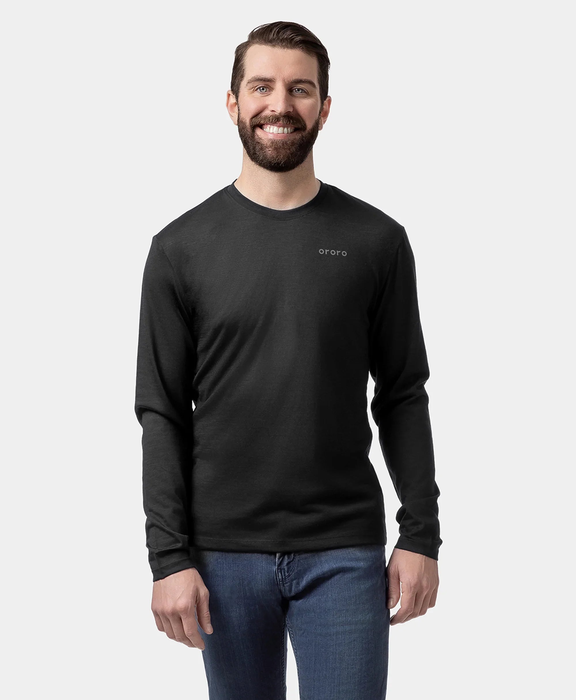 ORORO Heated Aoraki Unisex Merino Wool Blend Baselayer - Black - Image 20
