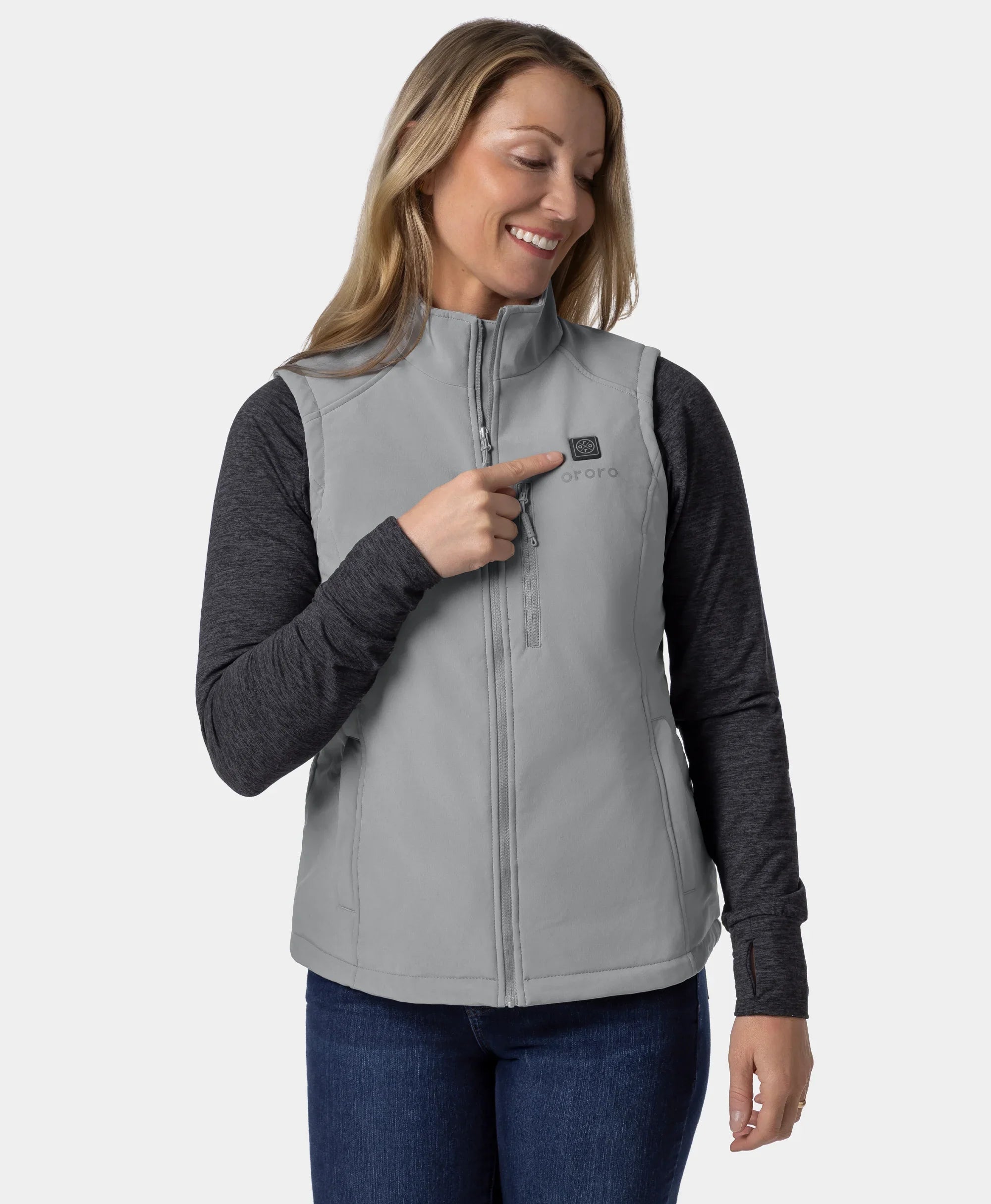 ORORO Heated Women's Heated Softshell Vest - Lower Back Heating (Apparel Only) - Image 39