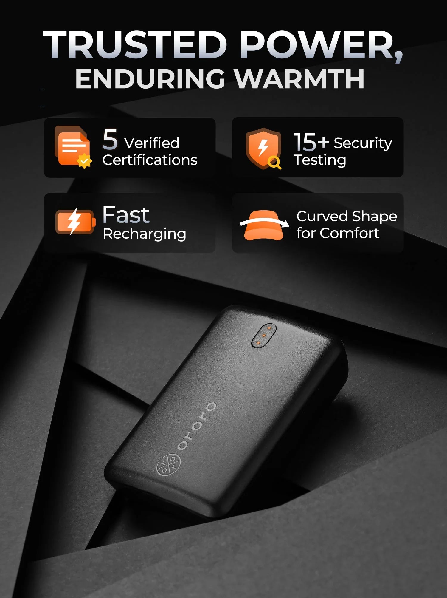 ORORO Heated (Open-box) B22A Battery (2000 mAh) - for Heated Gloves 2.0/ Scarf 2.0/ Liner Gloves/Socks 3.0/Dog Vest - Image 2
