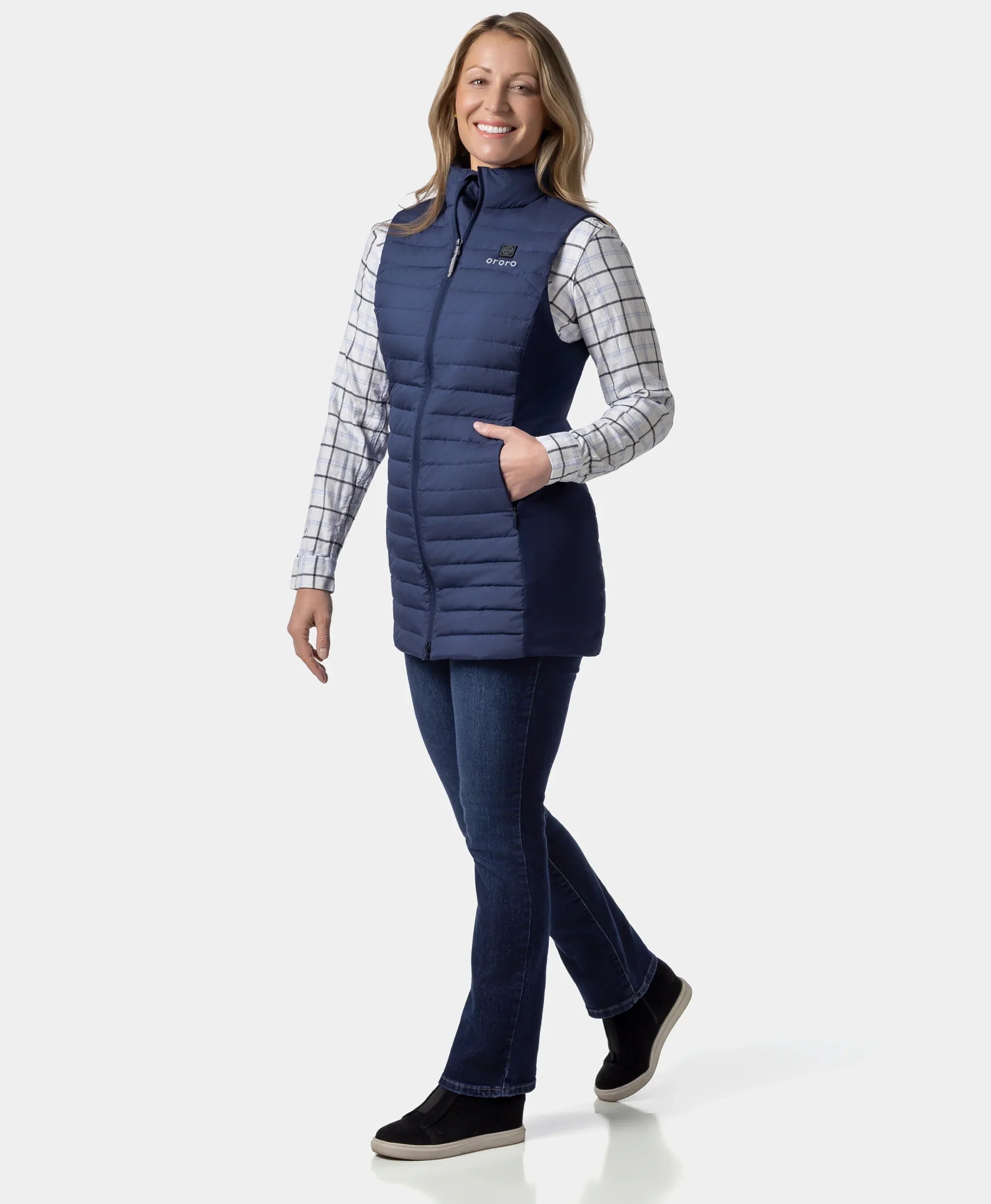 ORORO Heated Cloudmere Women's 5-Zone Heated Long Down Vest (Apparel Only) - Image 15