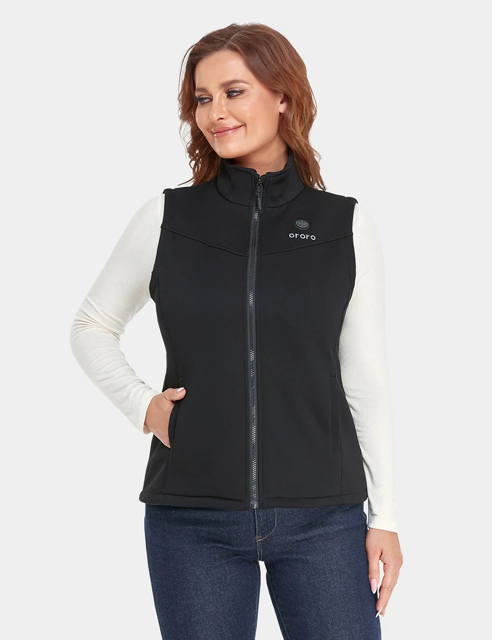 ORORO Heated Women's Heated Fleece Vest - Black (ORORO Heated Final Sale) - Image 5