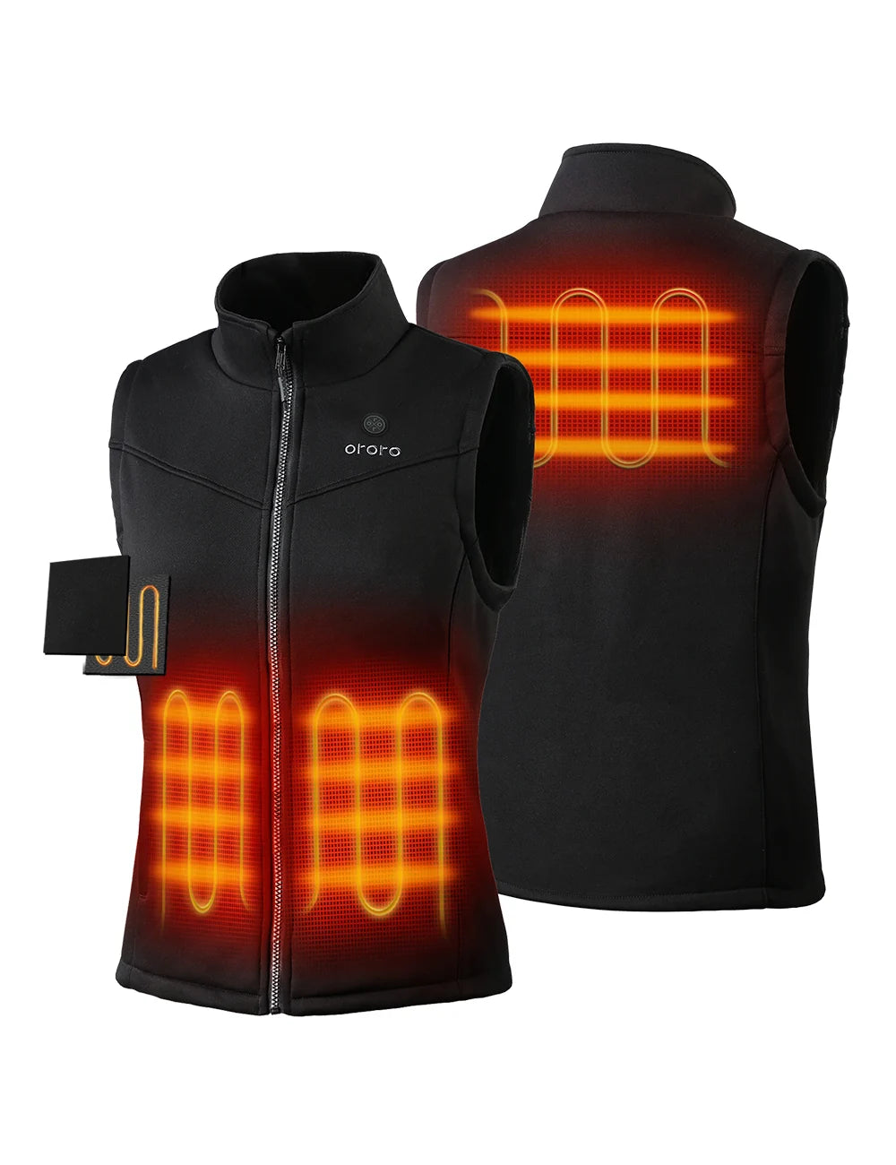 ORORO Heated Women's Heated Fleece Vest - Black (ORORO Heated Final Sale) - Image 2