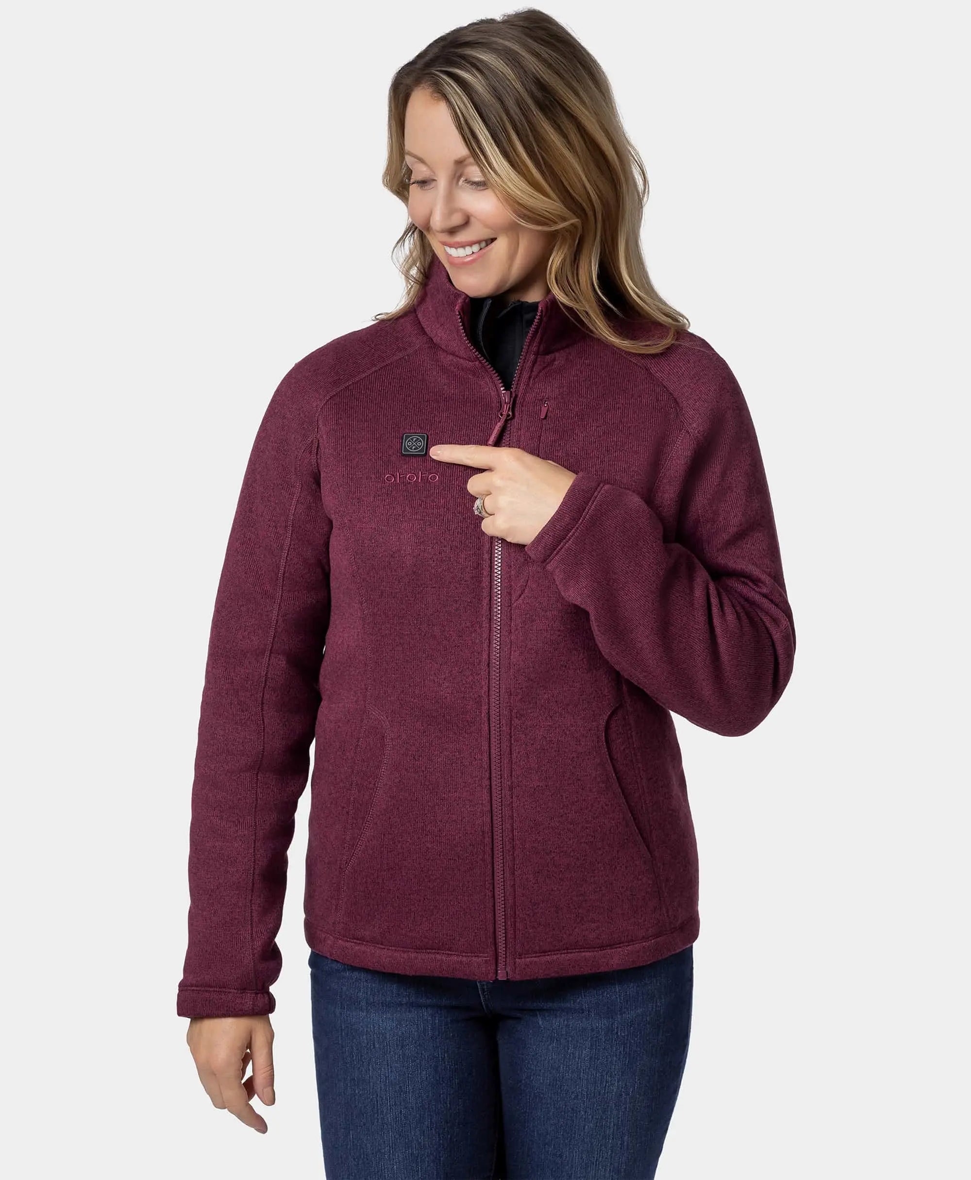 ORORO Heated (Open-box) Augusta Tournament Women's 4-Zone Heated Sweater Fleece Jacket (Battery Set Not Included) - Image 3