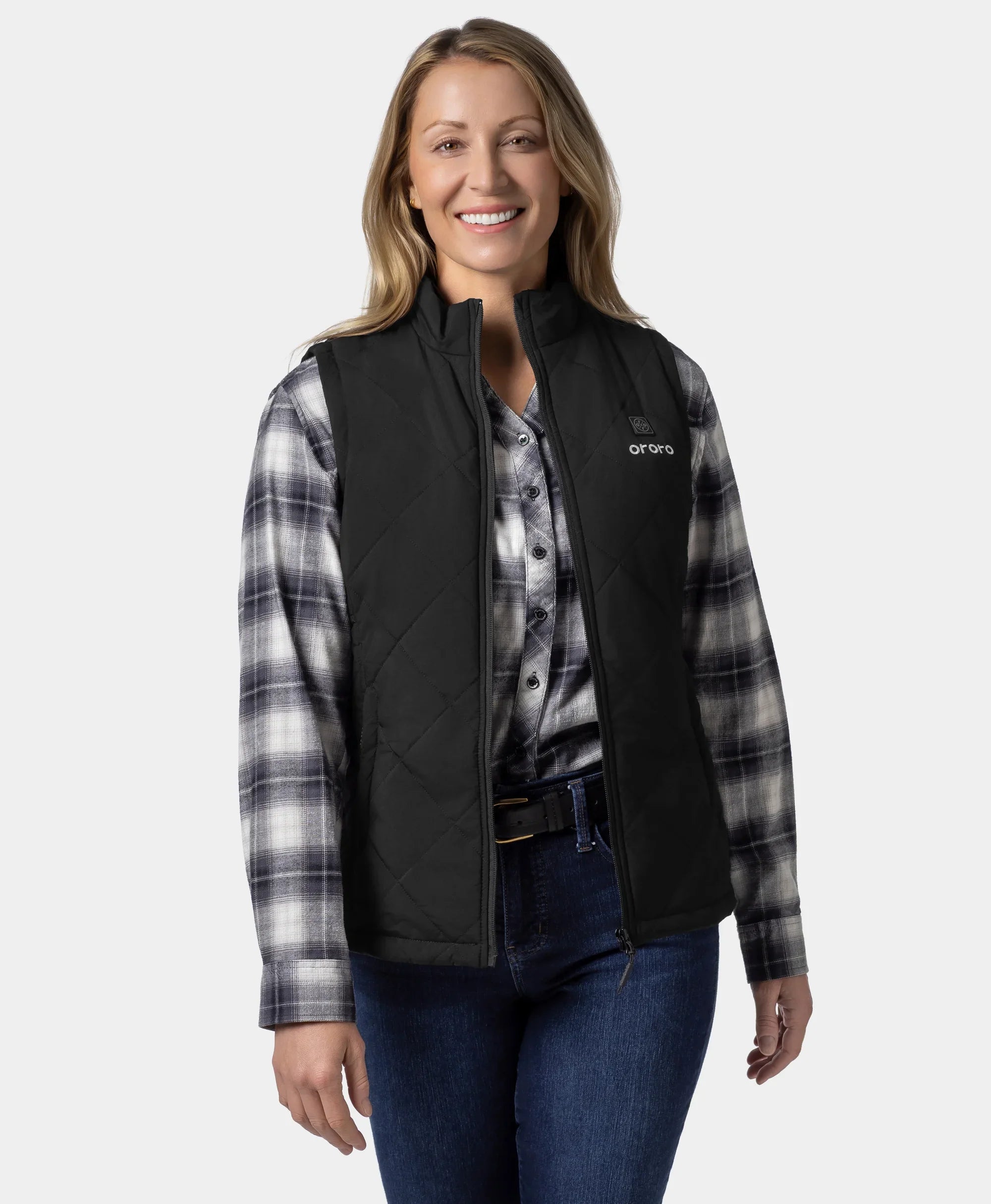 ORORO Heated Women's Heated Quilted Vest - Black - Image 5